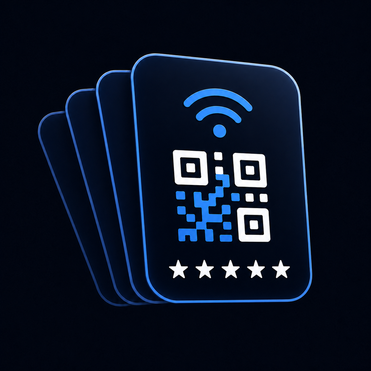 Revzone logo with NFC, QR code and five stars